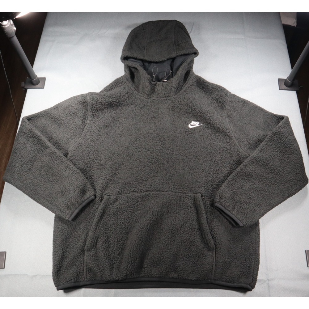 Nike Sportswear Essential Fleece Sherpa Hoodie Mens XL Black Pullover